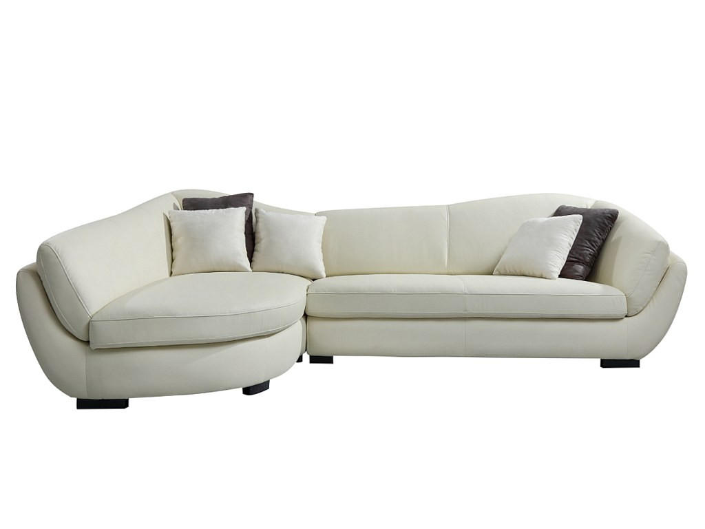 SOFA - 5 Personen - leder - elfenbeinfarben Caipi - Weiß, Leder/Holz (285/85/175cm) - Vente-Unique