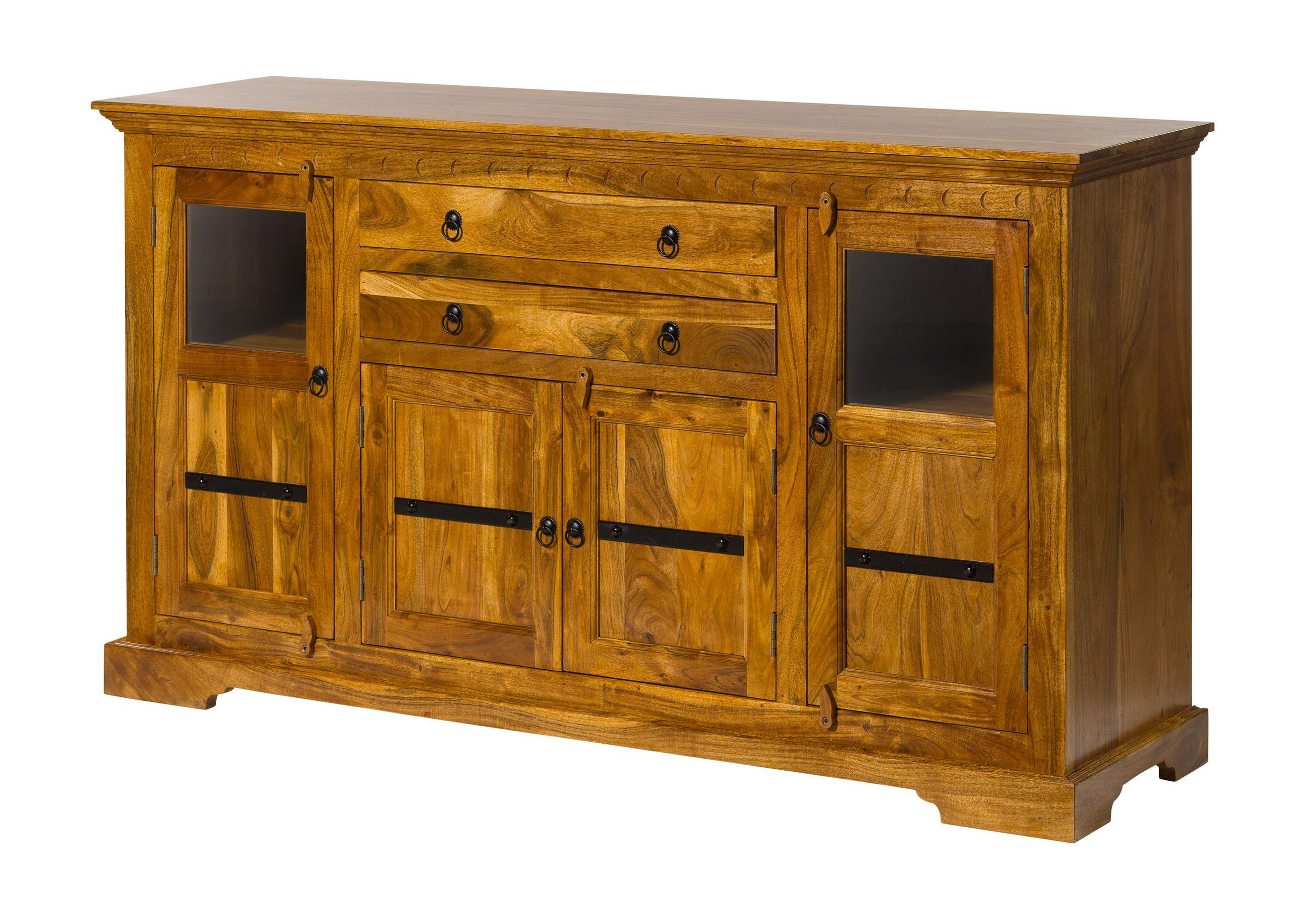 SIDEBOARD Akazie 181x50x100 honig lackiert OXFORD #0453 - Braun, Holz (181/100/50cm) - Massivmoebel24