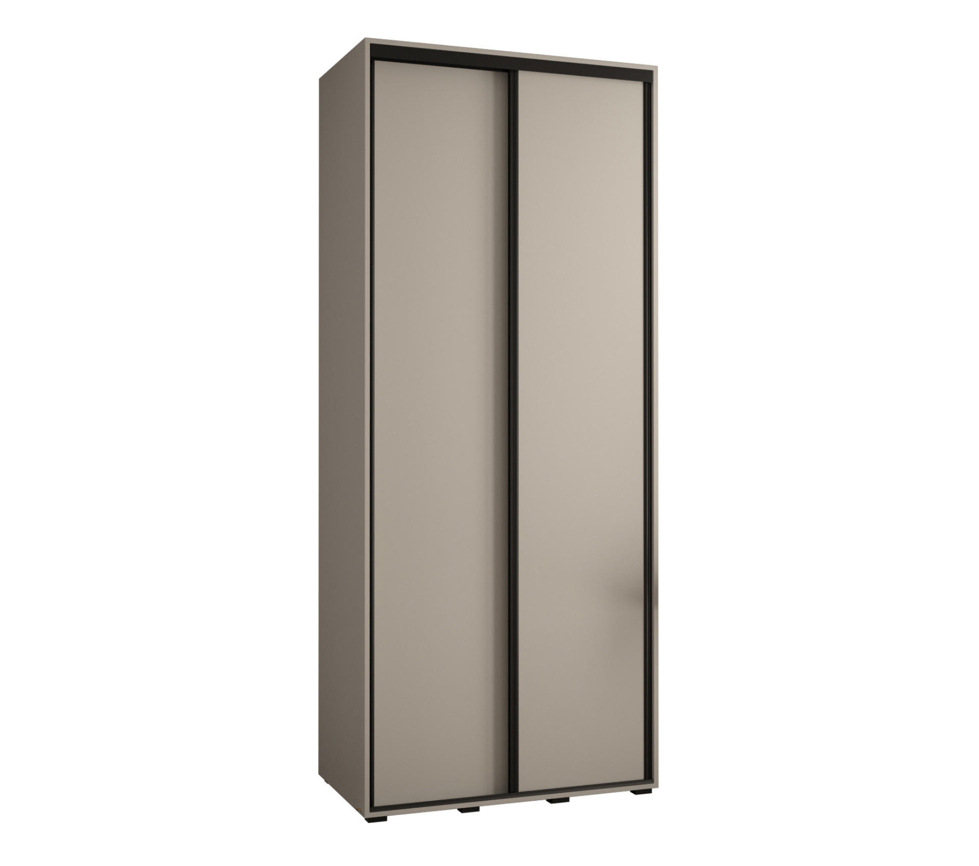 SCHWEBETÜRENSCHRANK 235,2/100/60 2-türig - Kaschmir/Schwarz, Holz/Metall (100/235.2/60cm) - MÖBEL KRYSPOL