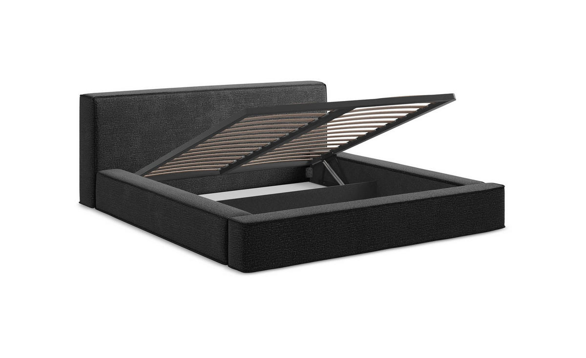 POLSTERBETT mit Bettkasten und Lattenrost 230x215 Orange - Terracotta/Schwarz, Kunststoff/Textil (180/200cm) - Makamii