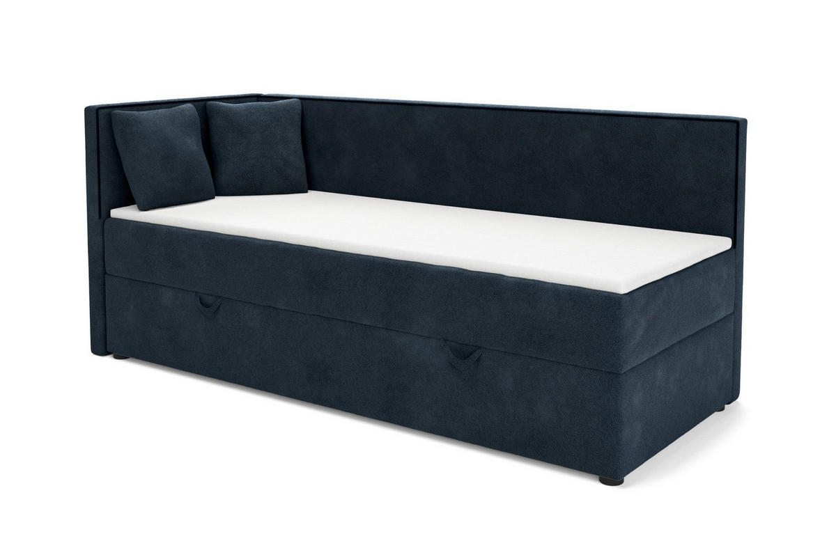 BOXBETT GINA 90/200 in Boucle Dunkelblau H4 - Dunkelblau, Holz/Holzwerkstoff (90/200cm) - Deine Möbel 24