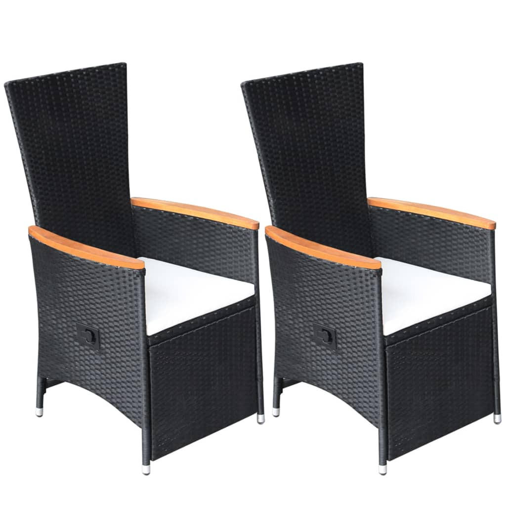 furnicato Garten-Liegestühle Schwarz 58x108x62 cm