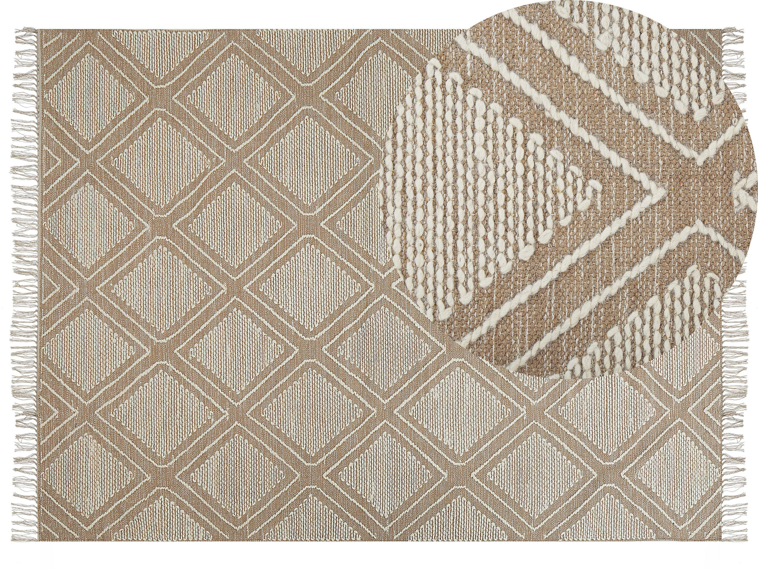 KURZFLOR-TEPPICH Kacem 230/160 cm - Beige, Textil (160/230cm) - Beliani