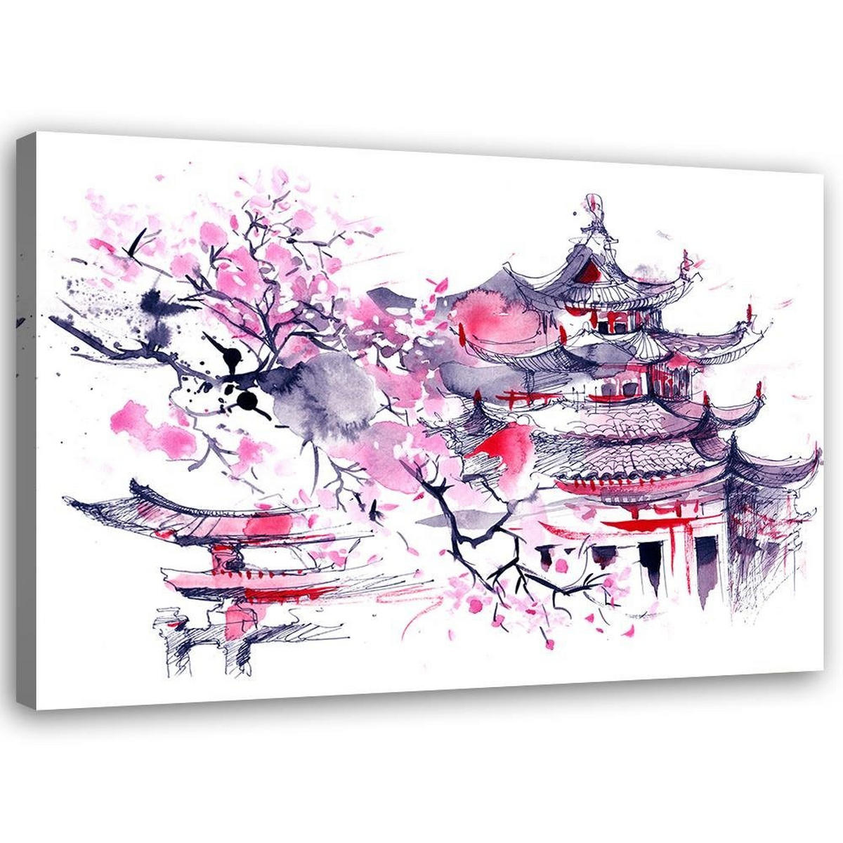 BILD Japan Aquarell - Rosa, Textil (60/40cm) - Feeby
