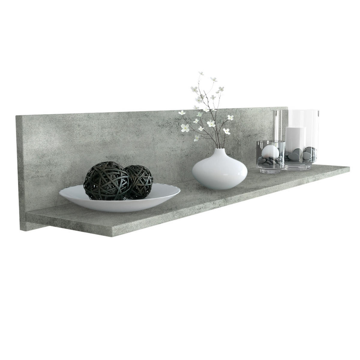 WANDREGAL Skadu Beton Dunkel Optik - Dunkelgrau, Holzwerkstoff (97.5/18.5/18.5cm) - Vladon