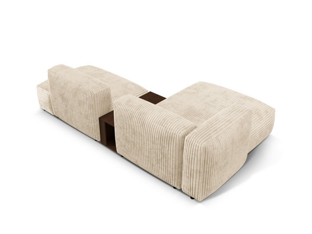 ECKSOFA modular links Martina aus Cord leichtes beige 2 Sitzplätze - Creme, Textil (176/285cm) - Micadoni