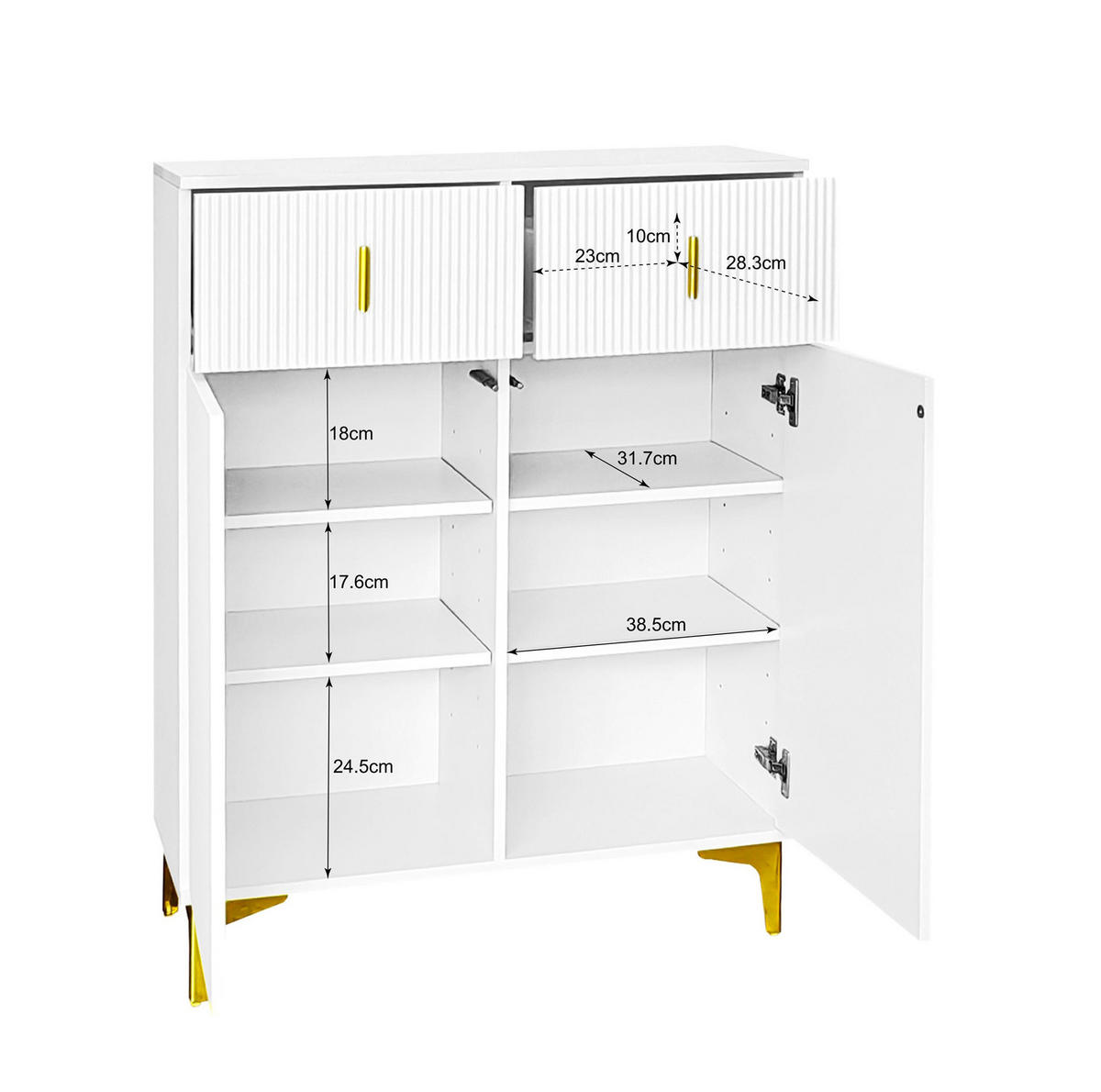 SIDEBOARD 83/101/35 cm Weiß aus Spanplatte mit verstellbaren Einlegeböden - Weiß, Holzwerkstoff (35/101/83cm) - OKMYHOME