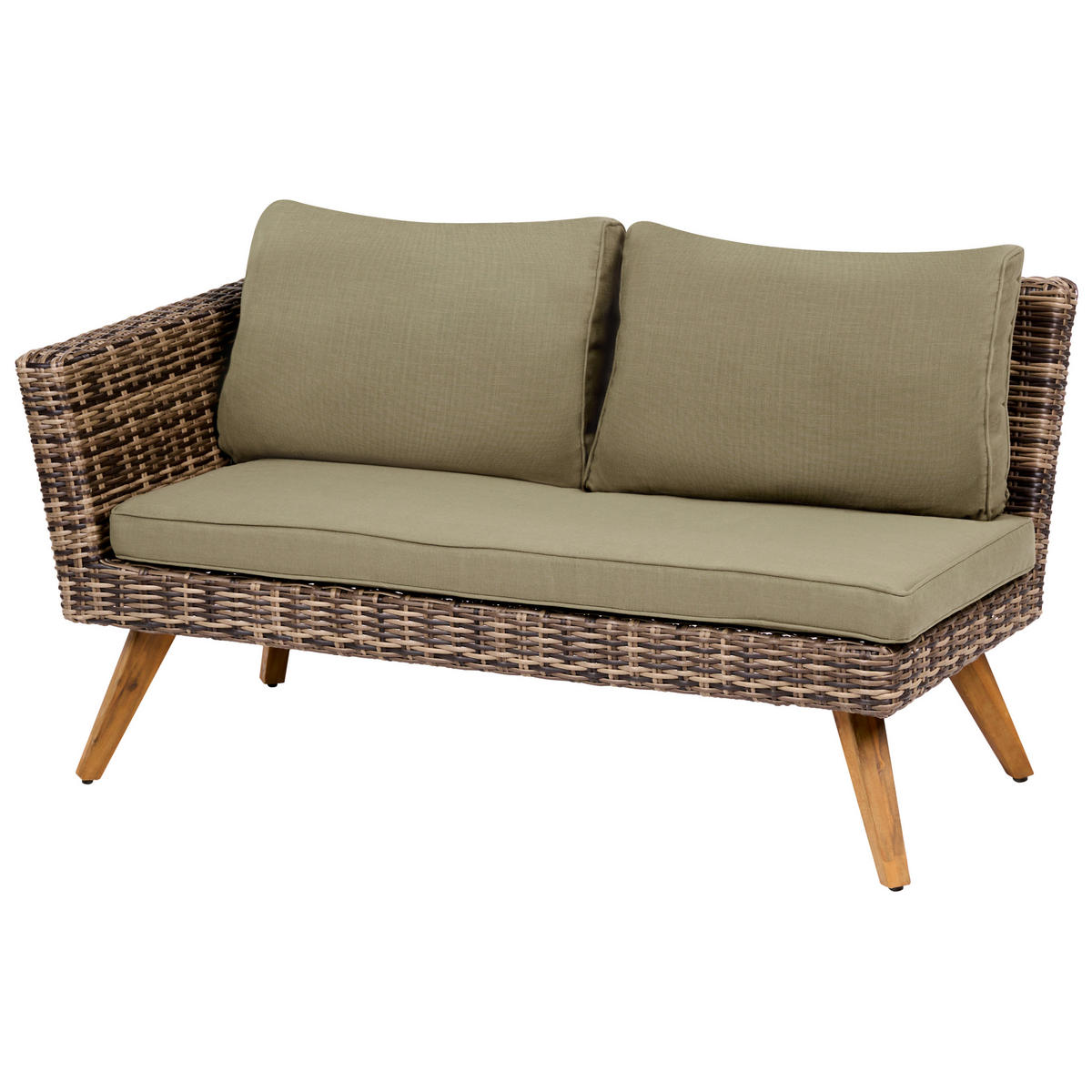 GARTEN-ECKSOFA mit Tisch 6-Sitzer Polyrattan Olivgrün Vittoria - Olivgrün/Braun, Kunststoff - Beliani