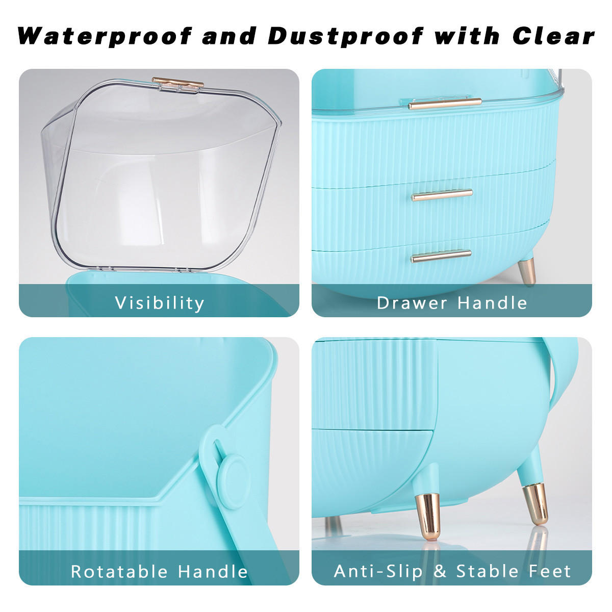 KOSMETIK ORGANIZER Seraphina 29/19/38 cm - Hellblau, Kunststoff (19/38/29cm) - ZMH