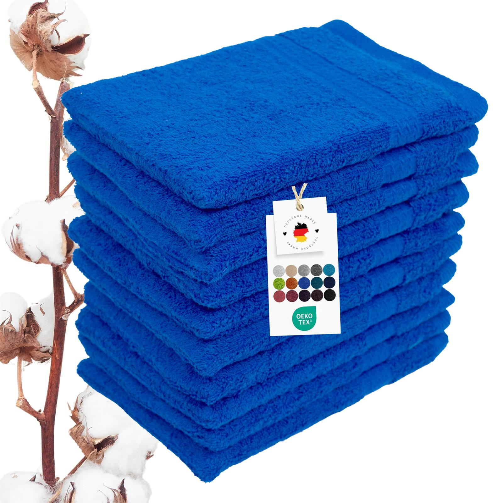 WASCHLAPPEN 16x21 cm aus 100% Baumwolle 500g/m2, 10er Set Waschhandschuhe Royal Blau - Blau, Textil (16/21cm) - Carpe Sonno