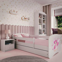 KINDERBETT Fee mit Schmetterlingen 70x140 cm mit Matratze, Schublade, Rausfallschutz & Lattenrost, Weiß - Weiß, Holzwerkstoff (70/140cm) - RAUMHIRSCH FURNITURE