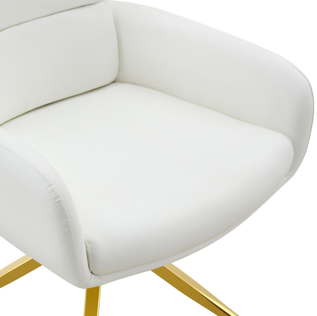 DREHSTUHL 2er-Set 360° drehbar 85 cm PU Weiß Goldfarben - Weiß, Metall (50/85/55cm) - Meubliv