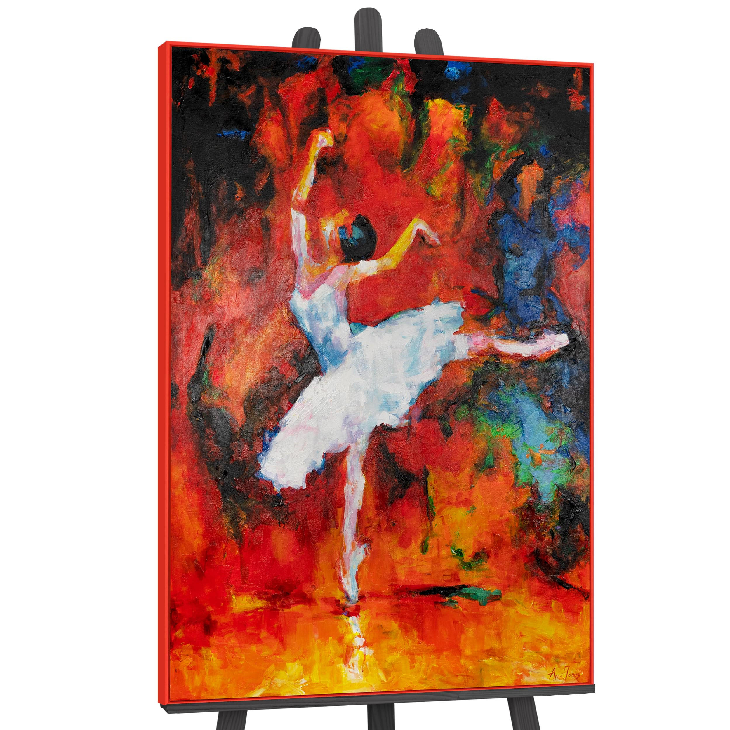 GEMÄLDE Magisches Ballett Schattenfugenrahmen Rot 120x80 cm - Rot, Holz (120/80cm) - YS-art gallery