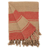 DECKE Streifen 130x180 cm, 100% Baumwolle, Rosa/Rot - Rot, Textil (130/180cm) - Au Maison