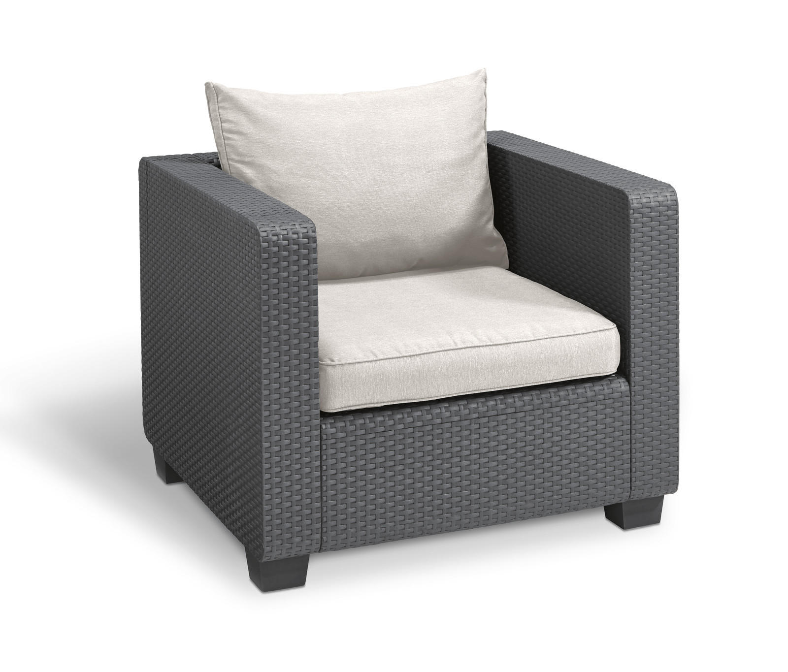 GARTENSOFA Salta 3-Sitzer mit Sessel, Tisch und Kissen in Sand - Grau, Kunststoff - Keter