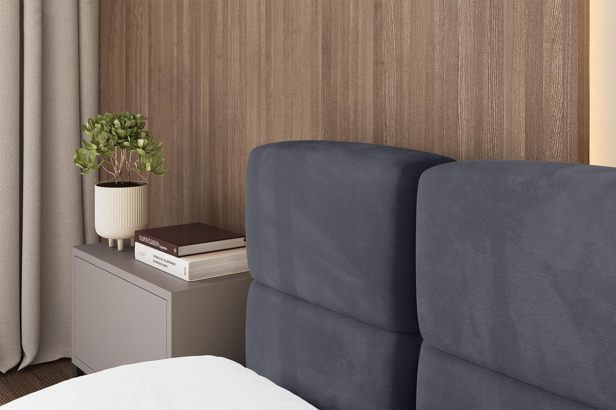 POLSTERBETT mit Bettkasten und Lattenrost, Bett mit Matratze H3/H4, Kopfteil, Boxbett, Doppelbett mit Stauraum - NATA-v1 200x200 Dunkelgrau - Dunkelgrau, Holzwerkstoff/Textil (200/200cm) - ALTDECOR