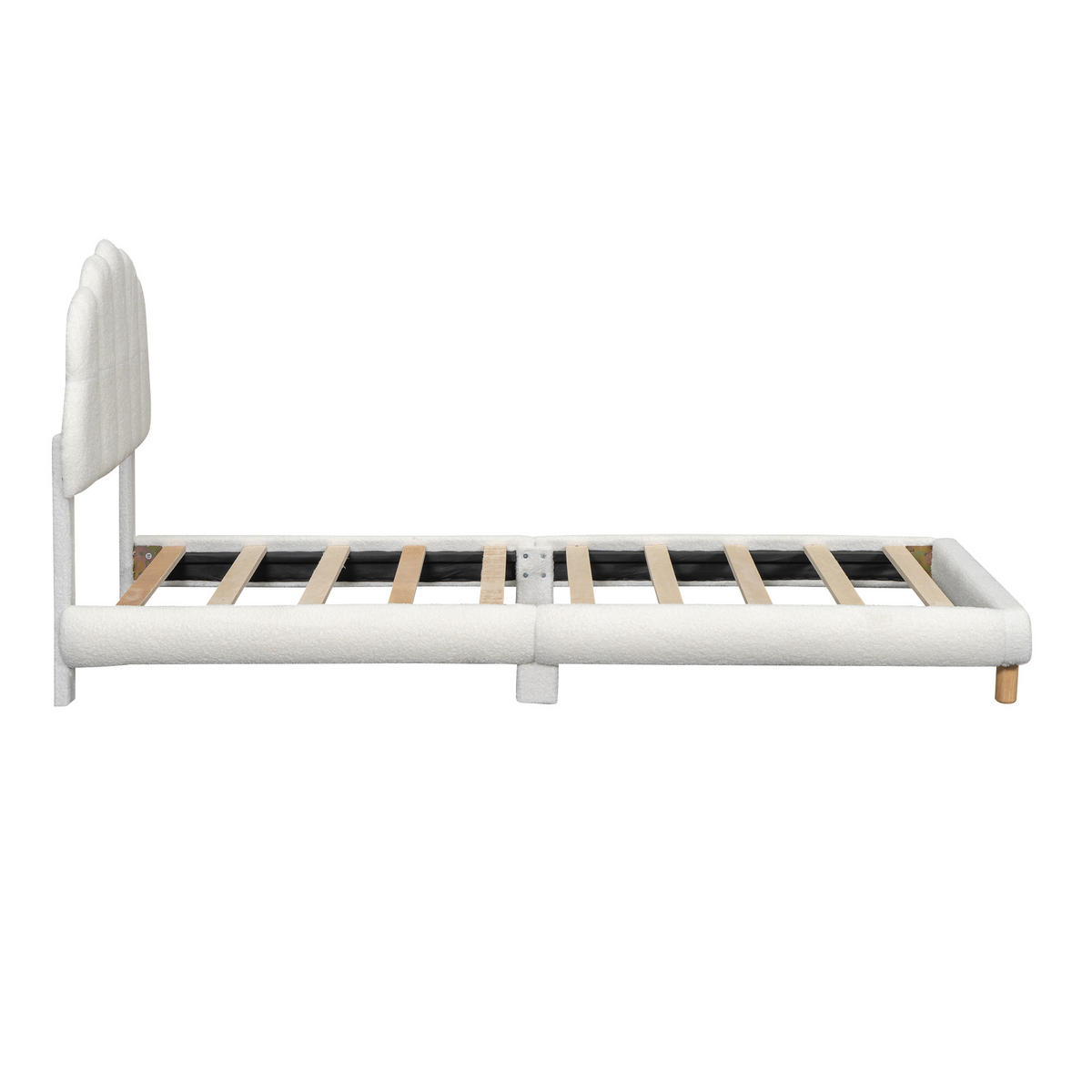 KINDERBETT 90x200cm Weiß Plush niedliches Kopfteil - Weiß, Holz (90/200cm) - FLIEKS