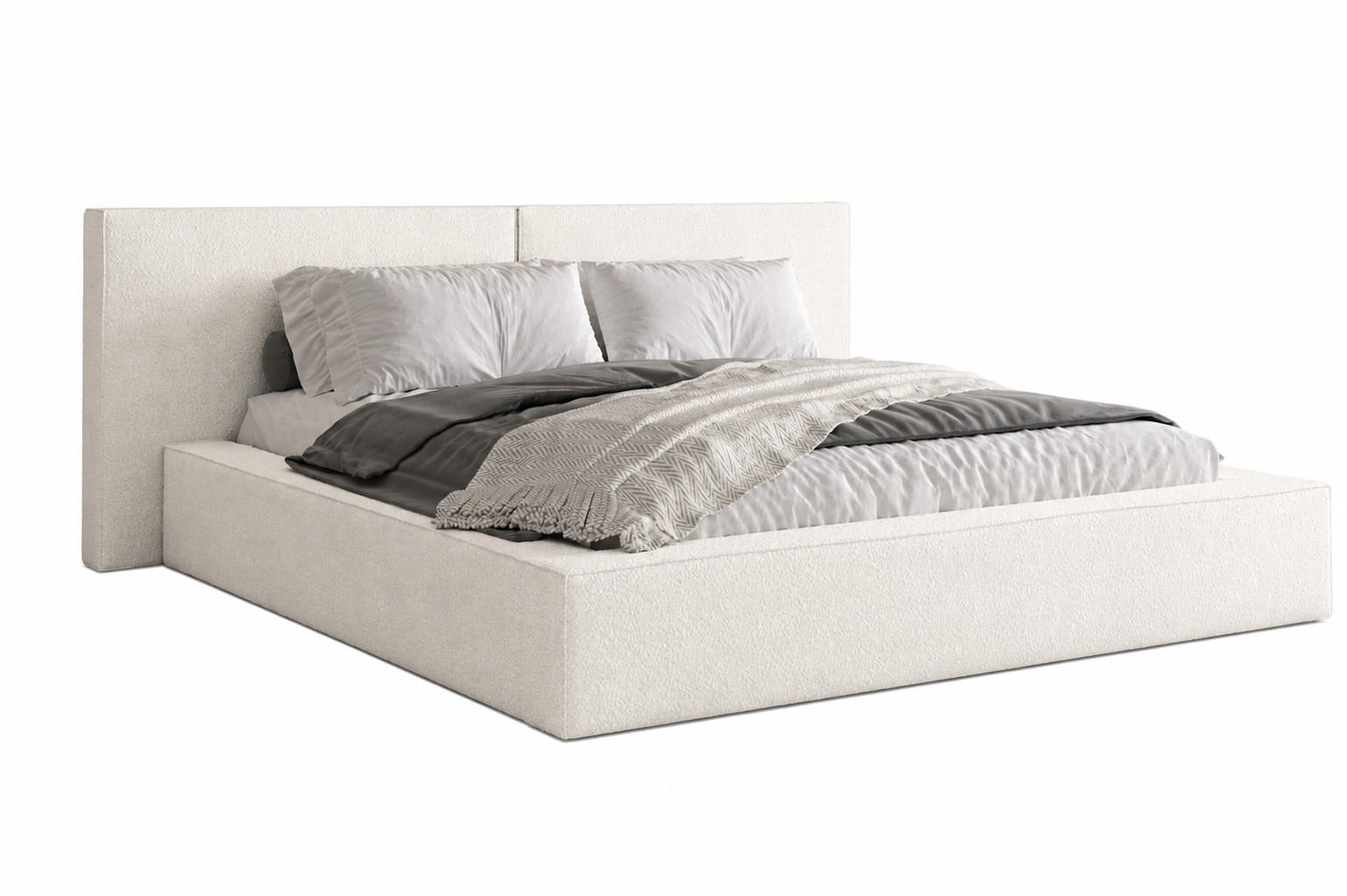 POLSTERBETT 06 Bouclé 180 x 200 cm – Arena - mit Bettkasten und Metall-Lattenrost - Weiß, Metall (180/200cm) - ROYAL24_MARKT