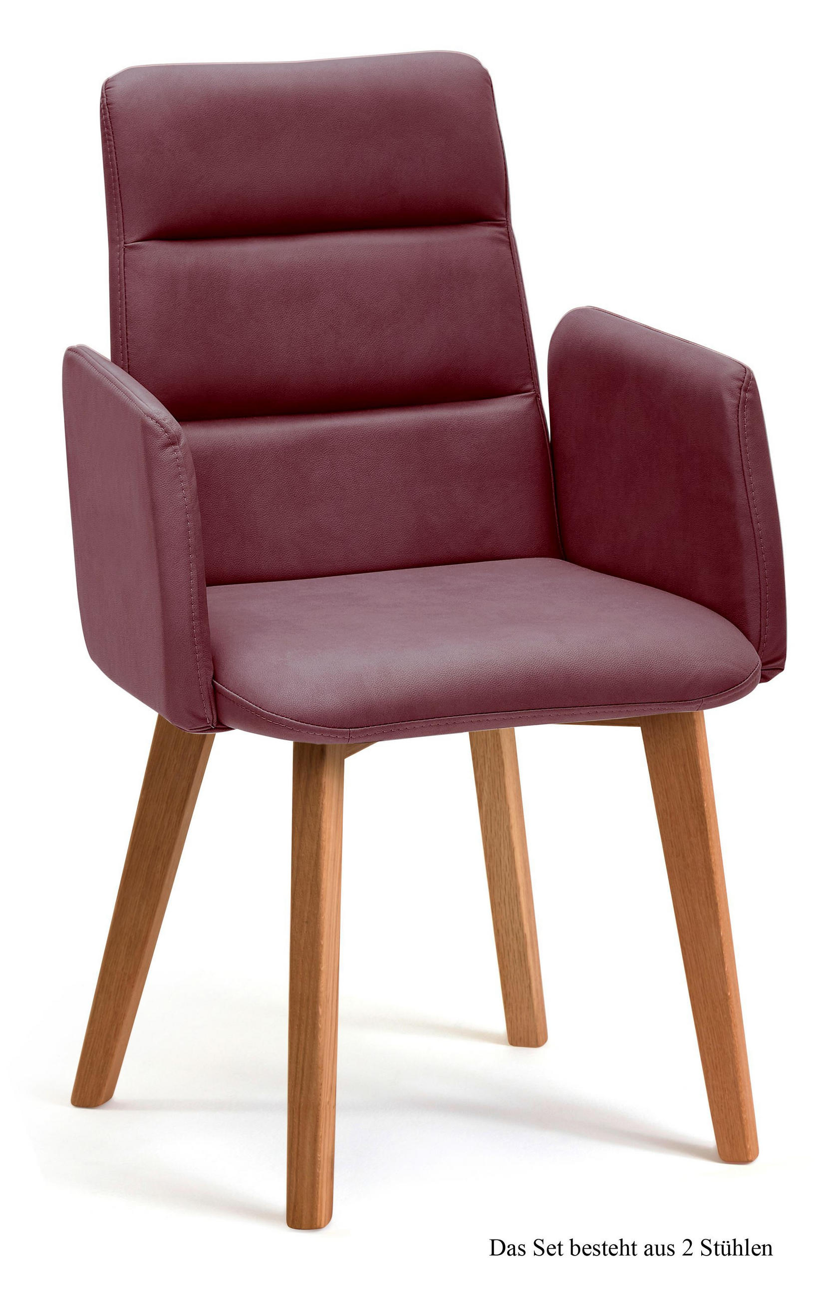 ARMLEHNSTUHL (2er-Set) Darelle 52x92x60 Eiche geölt/Marsala - Eichefarben/Brombeere, Kunststoff (60/92/52cm) - 58aufmkessel