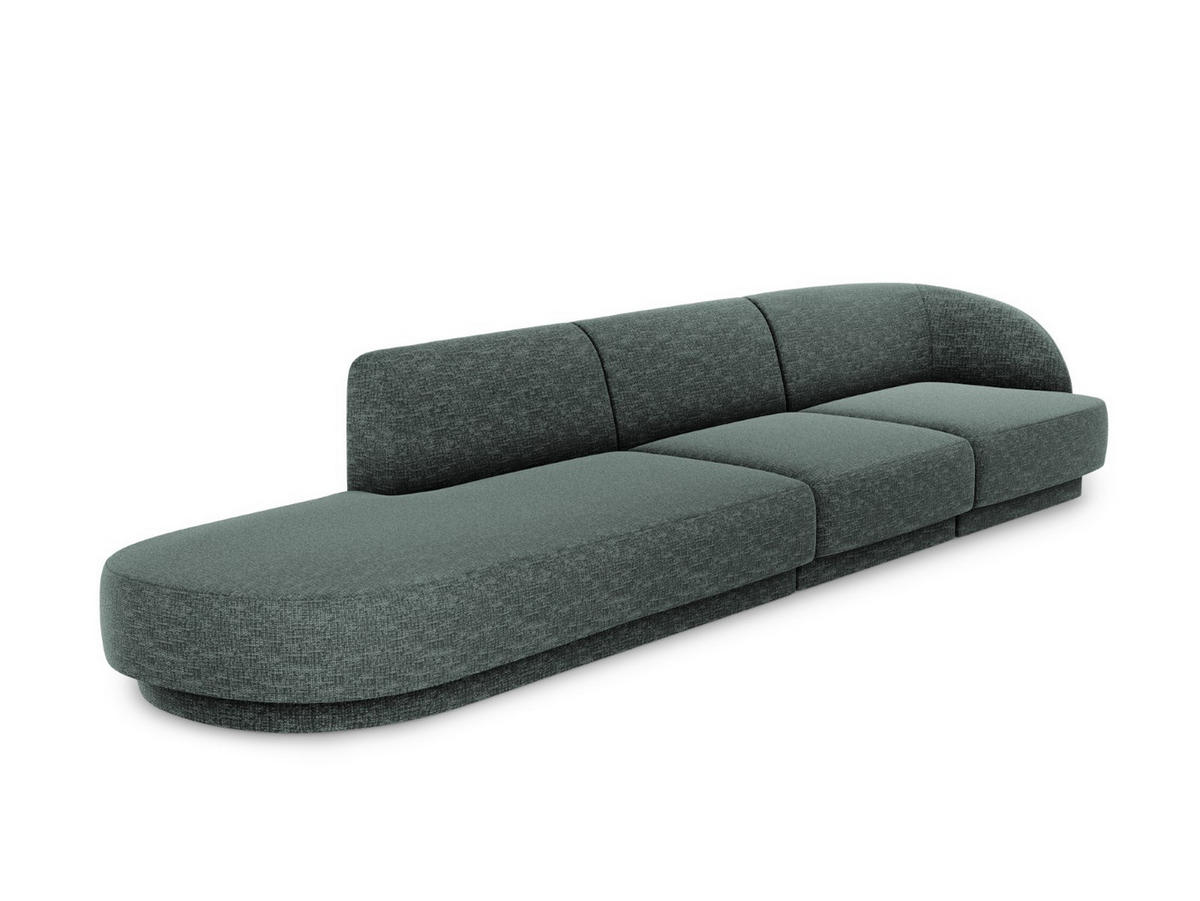 LINKES-SOFA Miley aus Chenille-Stoff petrol 4 Sitzplätze - Petrol, Textil (90/70/323cm) - Micadoni