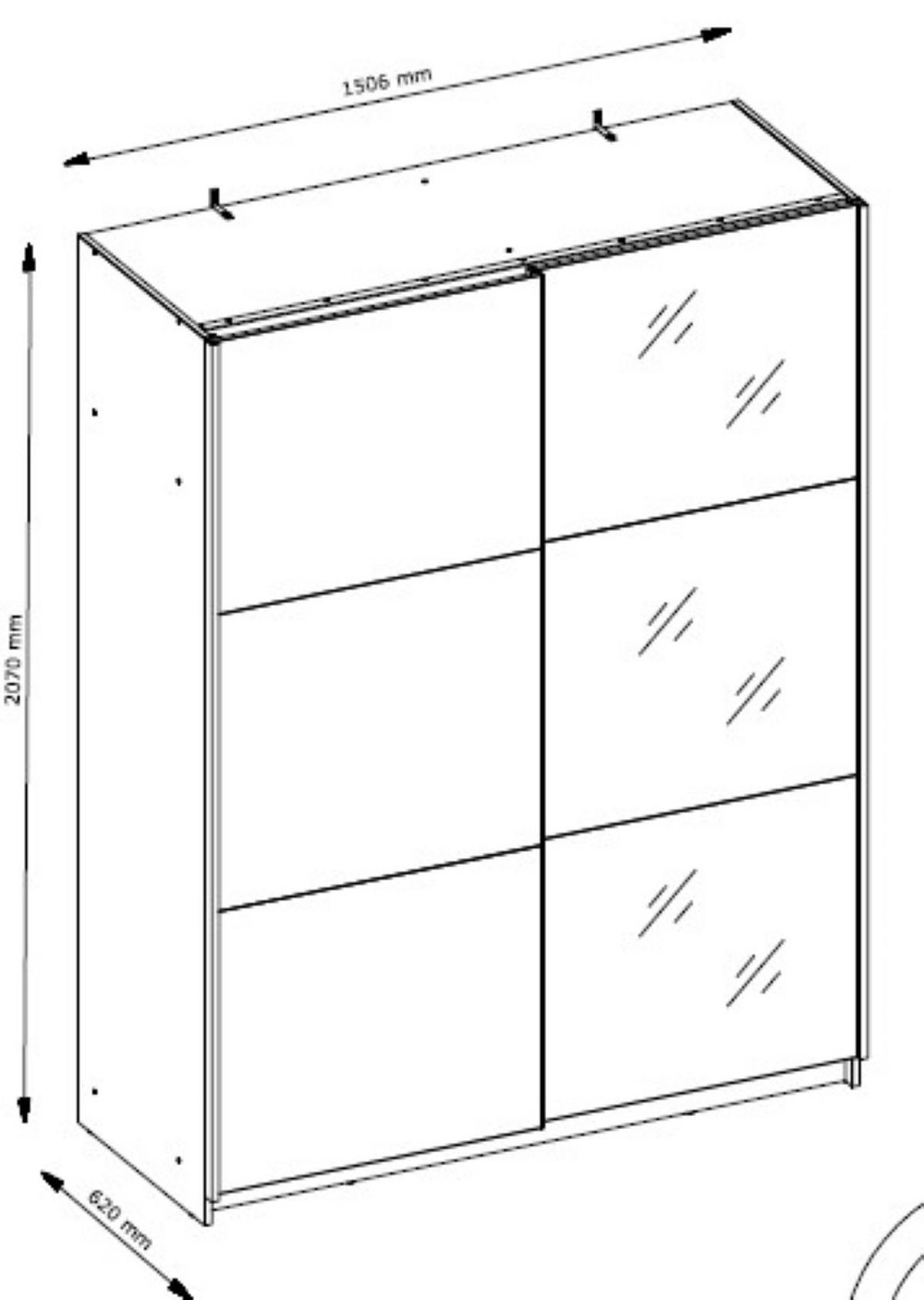 SCHWEBETÜRENSCHRANK Arsala artisan eiche 150 cm / 62 cm / 207 cm - Dunkelbraun/Weiß, Holz/Holzwerkstoff (151/207/62cm) - Feldmann-Wohnen