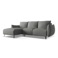 ECKSOFA mit Schlaffunktion Chenille Stoff Grau - Schieferfarben/Schwarz, Textil/Metall (162/242cm) - Makamii