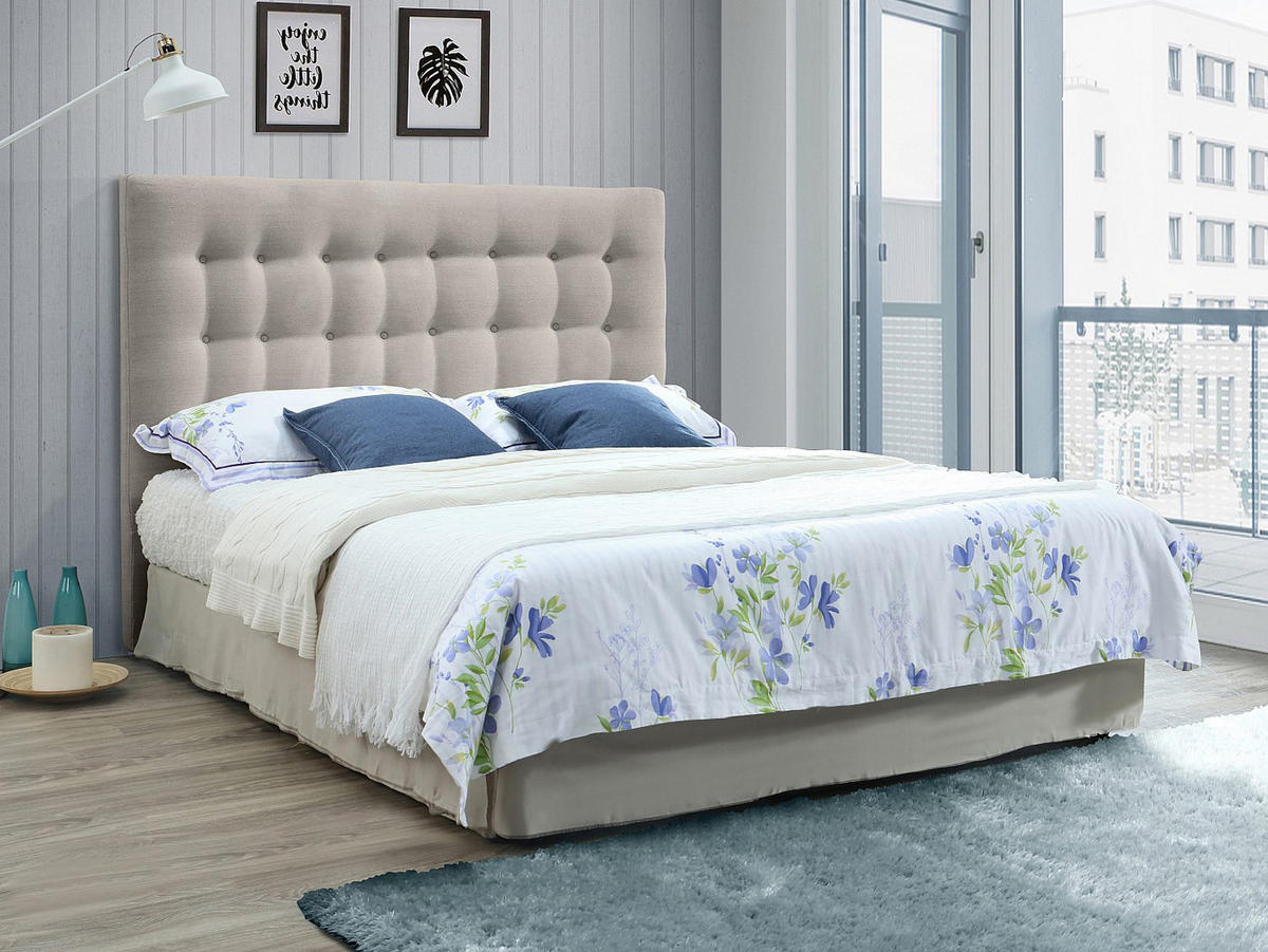 POLSTER-BETTKOPFTEIL - 180 cm - Stoff - Beige - FRANCESCO - Beige, Textil (184.5/125/9.5cm) - Vente-Unique