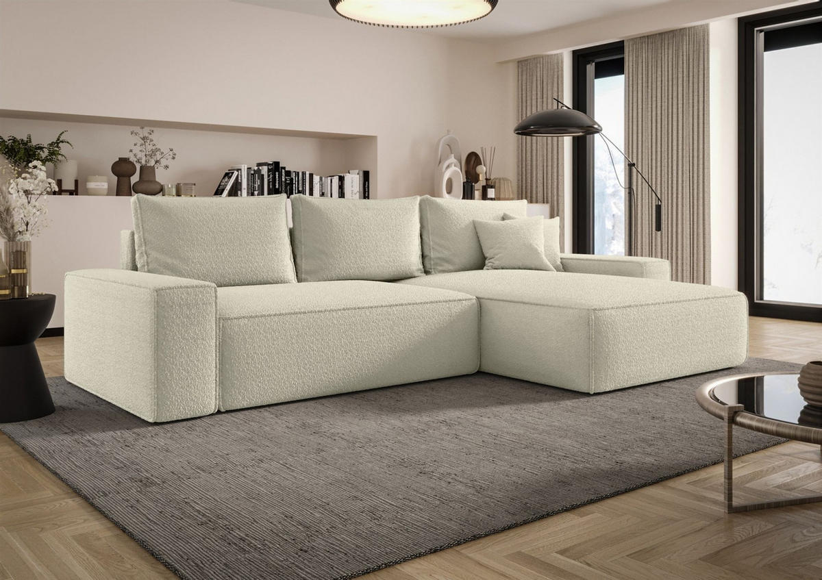 ECKSOFA Walken Mit Schlaffunktion - Beige, Holzwerkstoff/Textil (280/185cm) - Fun Möbel