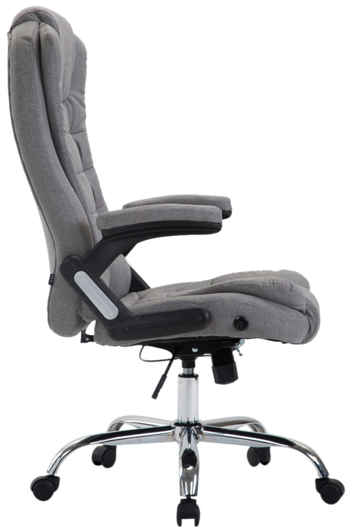 CHEFSESSEL Stoff Grau - Chromfarben/Grau, Textil/Metall (69.5/113/78cm) - CLP