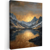 LEINWANDBILD Bergkulisse mit goldenem Sonnenuntergang Room Decor 30x40 cm - Goldfarben, Textil (30/40cm) - MuchoWow