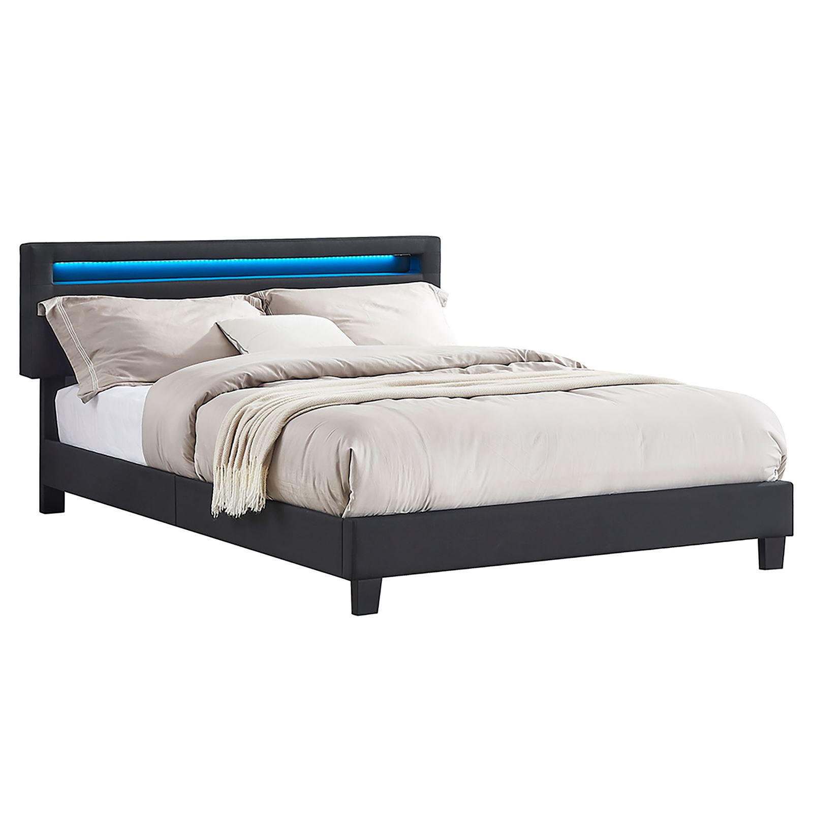 POLSTERBETT MIT LED LEXINGTON 140X200 CM - Schwarz, Textil (140/200cm) - CARO-Möbel