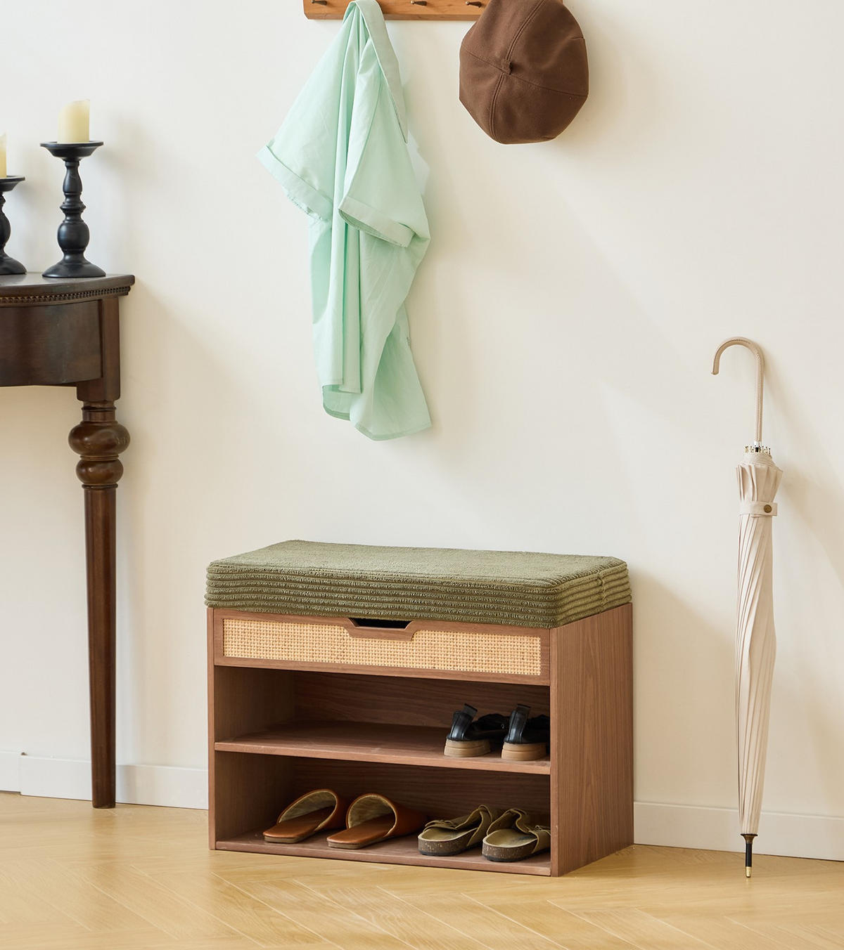 SCHUHSCHRANK Holz Grün - Grün, Holz (60/44/30cm) - Nordlys