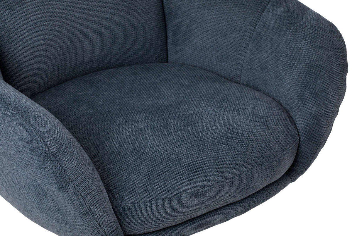OHRENSESSEL Marconia blau drehbar - Blau/Schwarz, Textil/Metall (75/109/80cm) - Mr. Deko