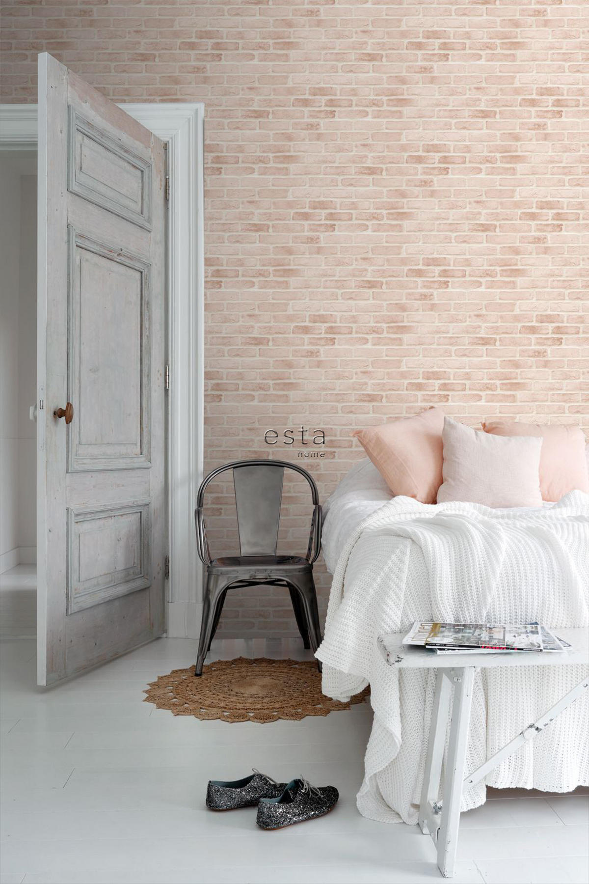 TAPETE Backstein-Optik 53 cm x 10.05 m - Pink, Papier (53/1000cm) - ESTAhome