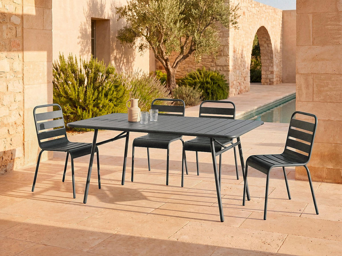 GARTENTISCH - 4 Personen, 6 Personen - metall - anthrazitgrau Mirmande - Anthrazit, Metall (80/160/74.5cm) - Vente-Unique