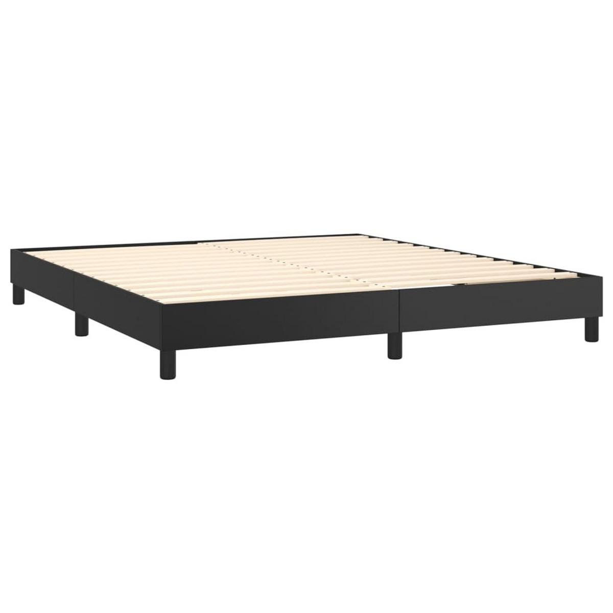 BOXSPRINGBETT MIT MATRATZE & LED SCHWARZ 180X200 CM KUNSTLEDER - Schwarz, Leder/Holz - vidaXL