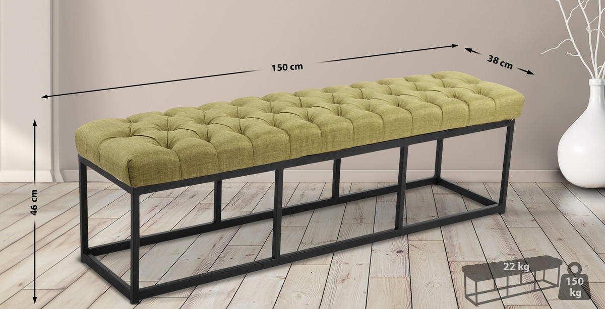 SITZBANK Mexico Stoff Grün - Grün, Textil (150/46/38cm) - DELUKE