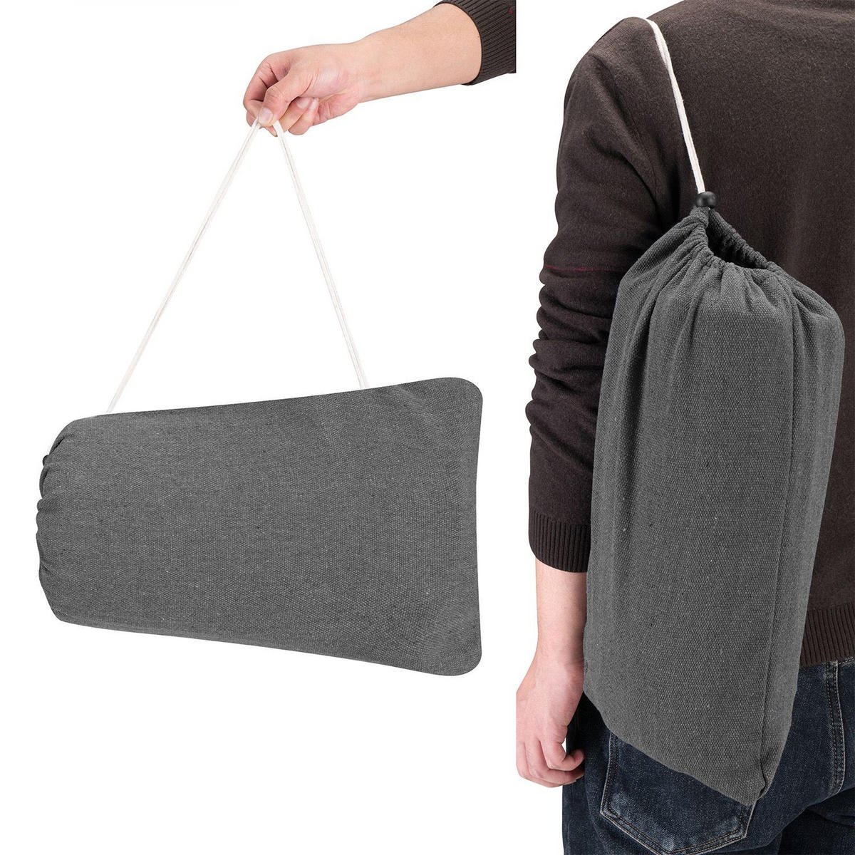 HÄNGEMATTE Paya anthrazit 281x107x96 cm - Grau, Textil/Metall (109/101/279cm) - Juskys