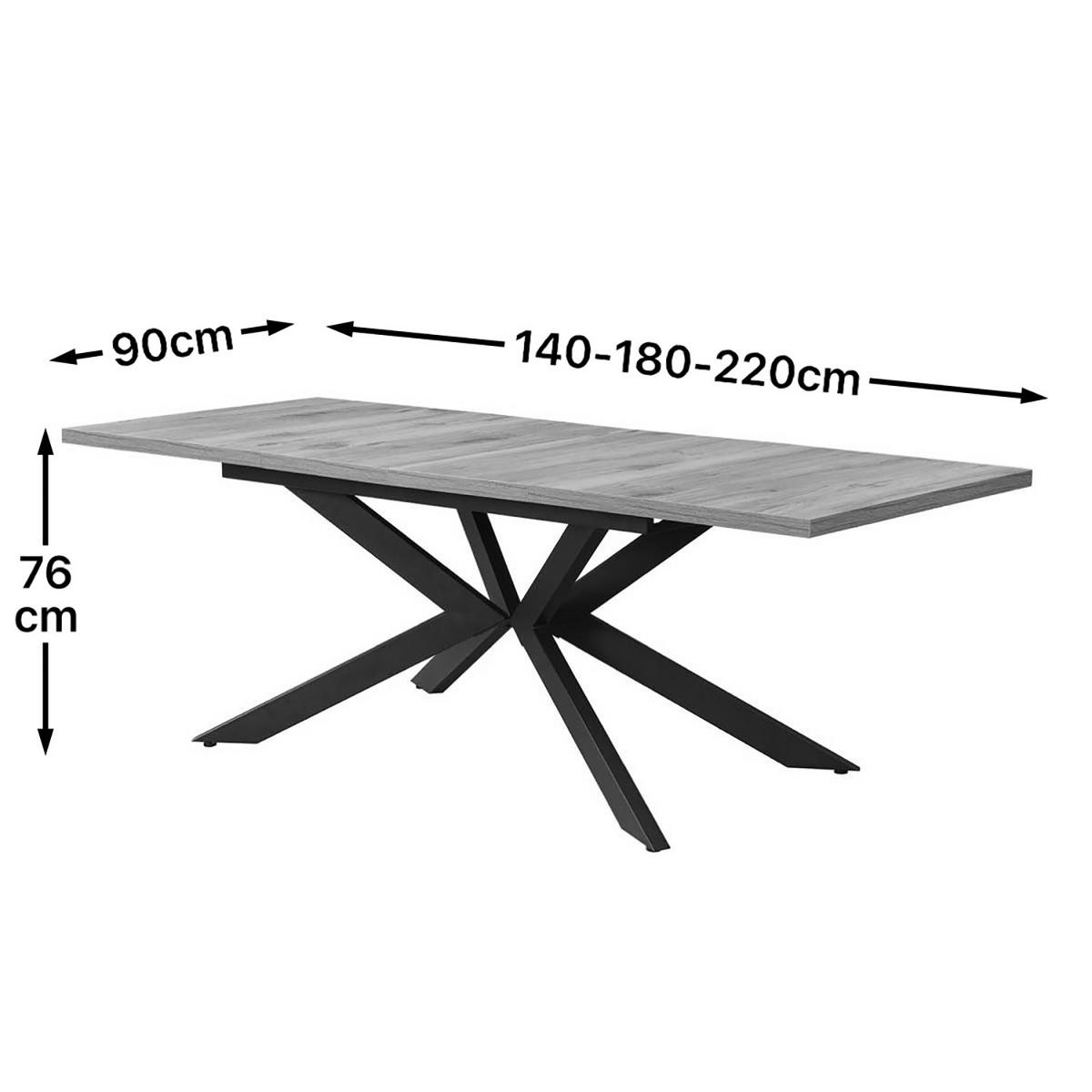 AUSZIEHTISCH MALTEK 140-220/90/76 cm - Schwarz/Braun, Metall (90/140/76cm) - DUBI Möbel