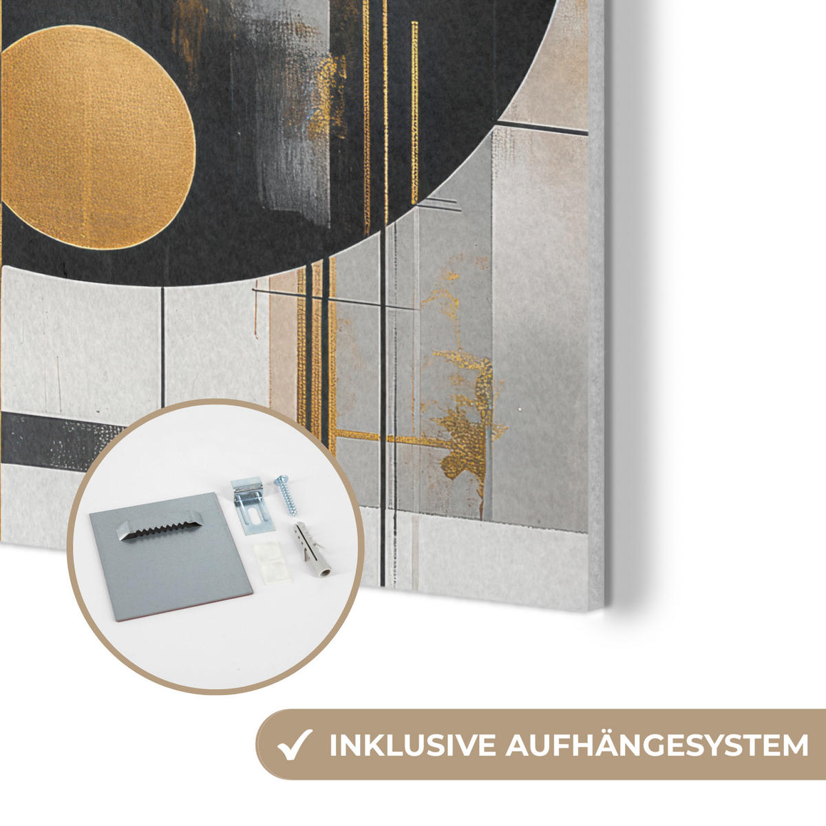 AKUSTIKPANEEL Abstrakt - Gold - Silber - Formen - Ästhetisch - Modern 90x90 cm - Goldfarben, Textil (90/0.9/90cm) - MuchoWow