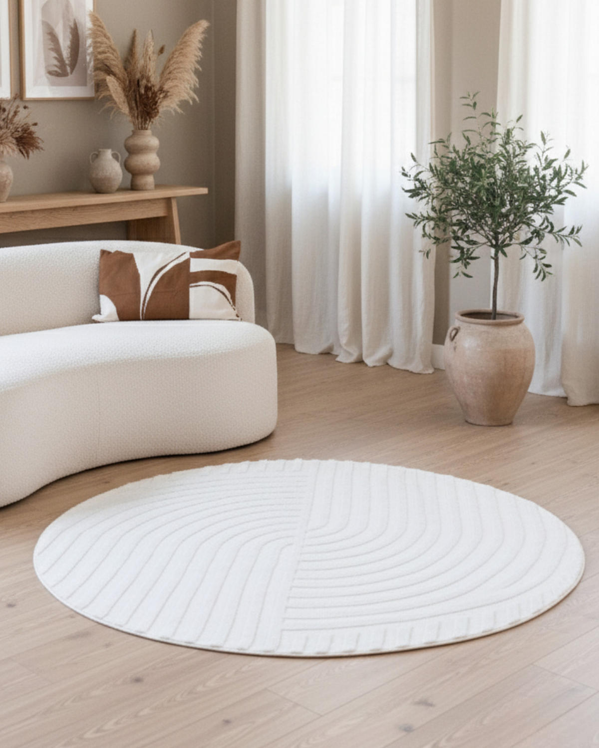 TEPPICH HYGGE Creme, rund 240/240 cm - Creme, Textil (240/240cm) - Tapiso