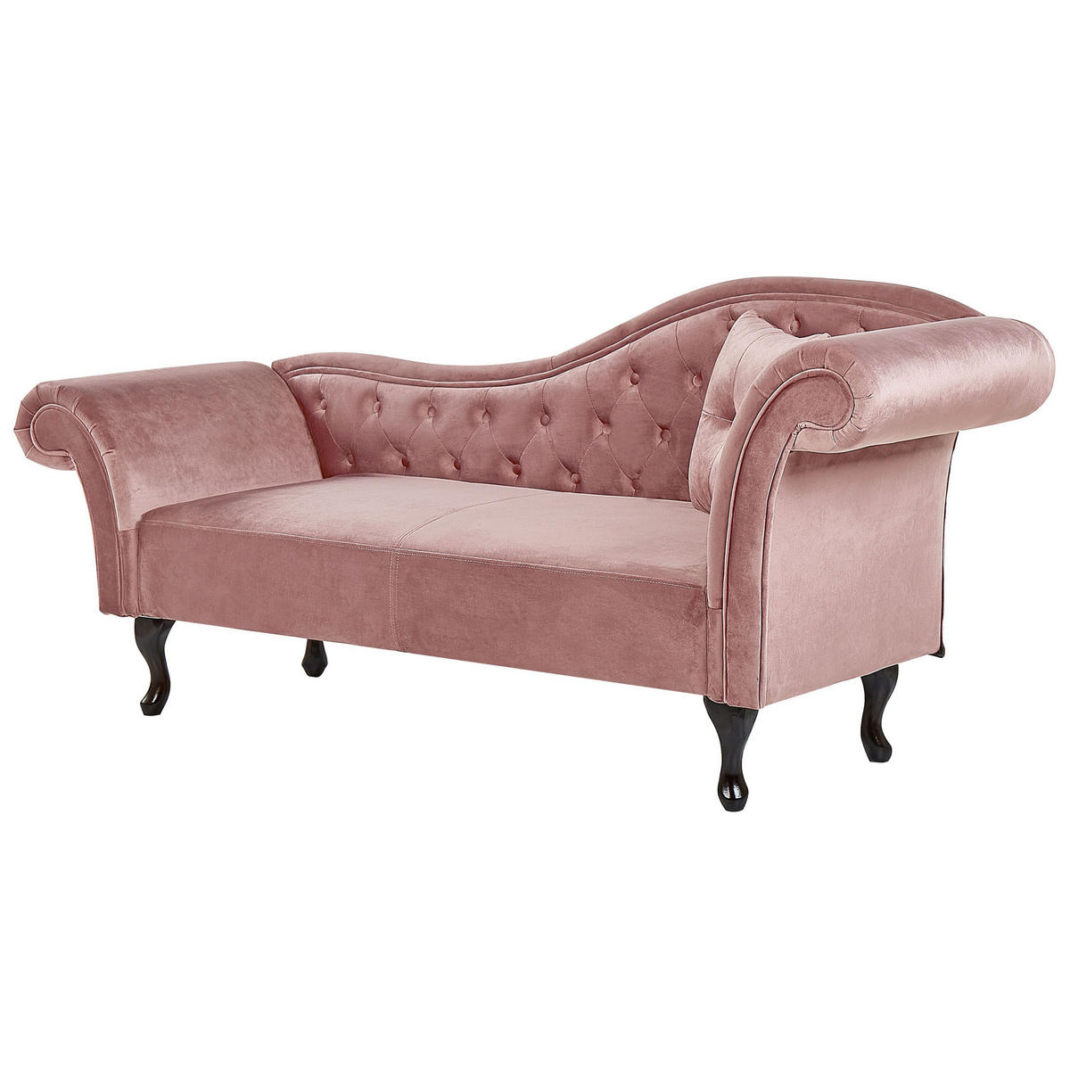ČALOUNĚNÉ LEHÁTKO CHAISE LONGUE Sametová látka růžové pravostranné Lattes - růžová, textil (188/87/59cm) - Beliani
