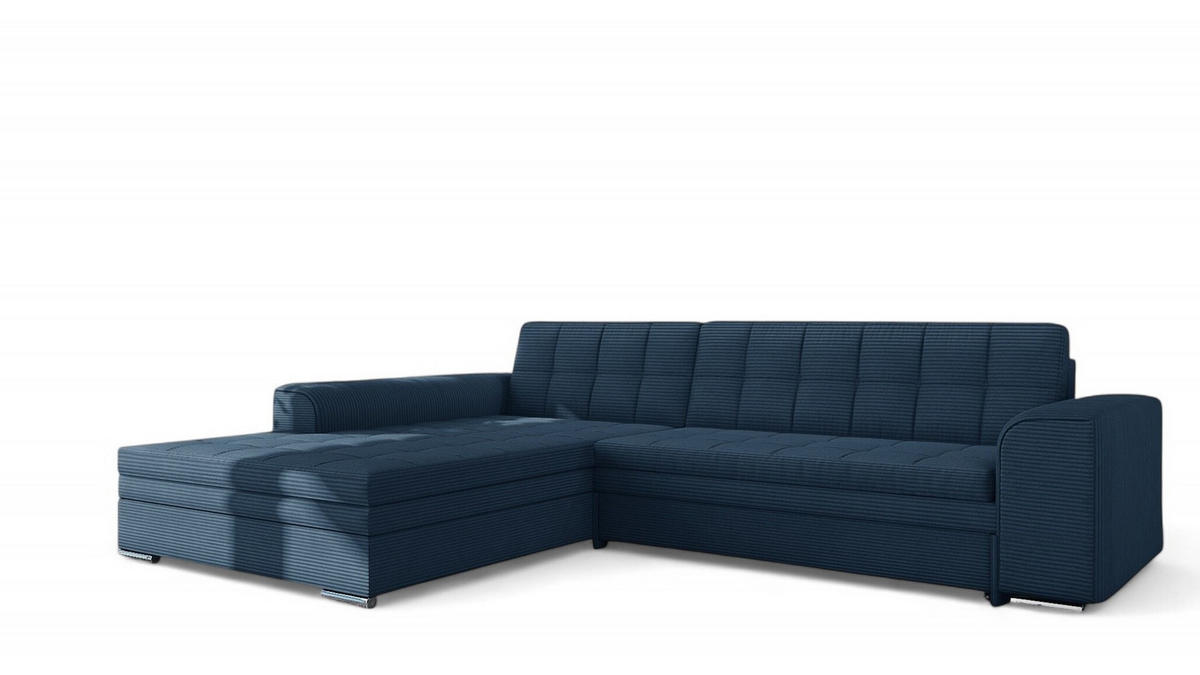 ECKSOFA Lusaka Mit Schlaffunktion - Dunkelblau, Holzwerkstoff/Textil (292/198cm) - Fun Möbel