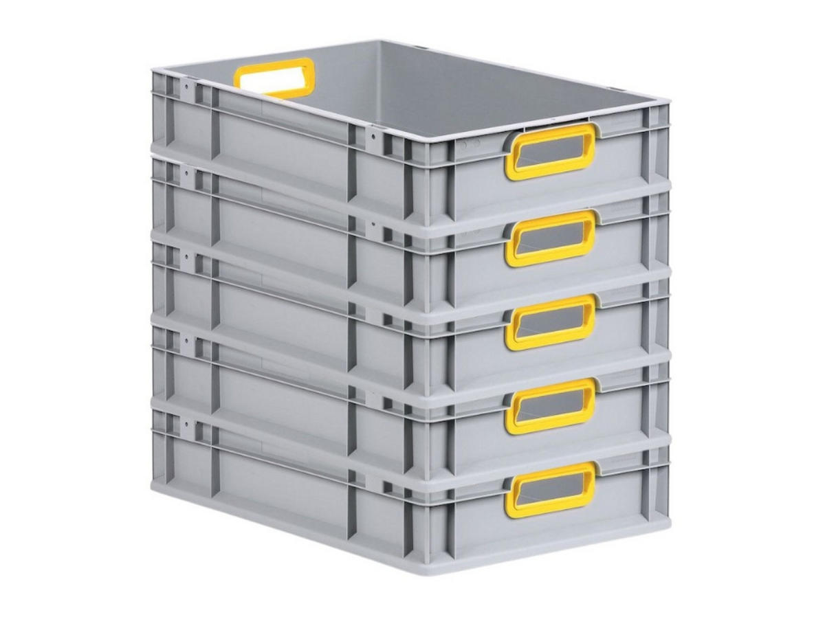 EUROBOX 5x Nextgen Color 12x40x60cm 23 Liter Griffe Gelb Offen - Gelb, Kunststoff (40/12/60cm) - PROREGAL