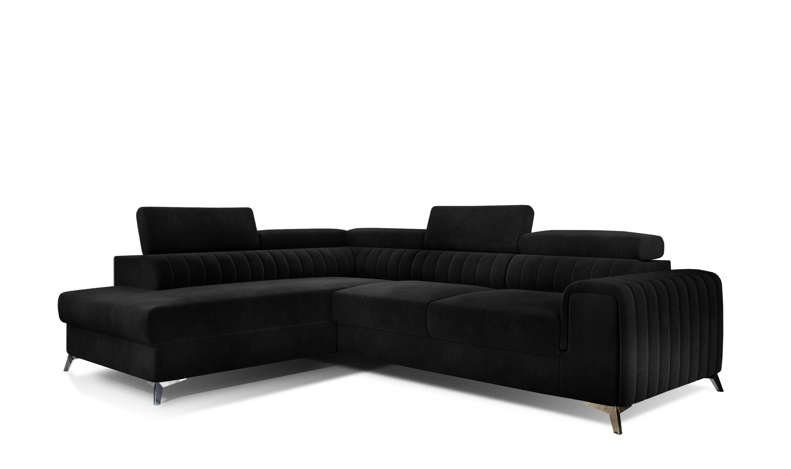 ECKSOFA - OLIVIER (Links, Schwarz) - Schwarz, Textil (275/205cm) - Möblo