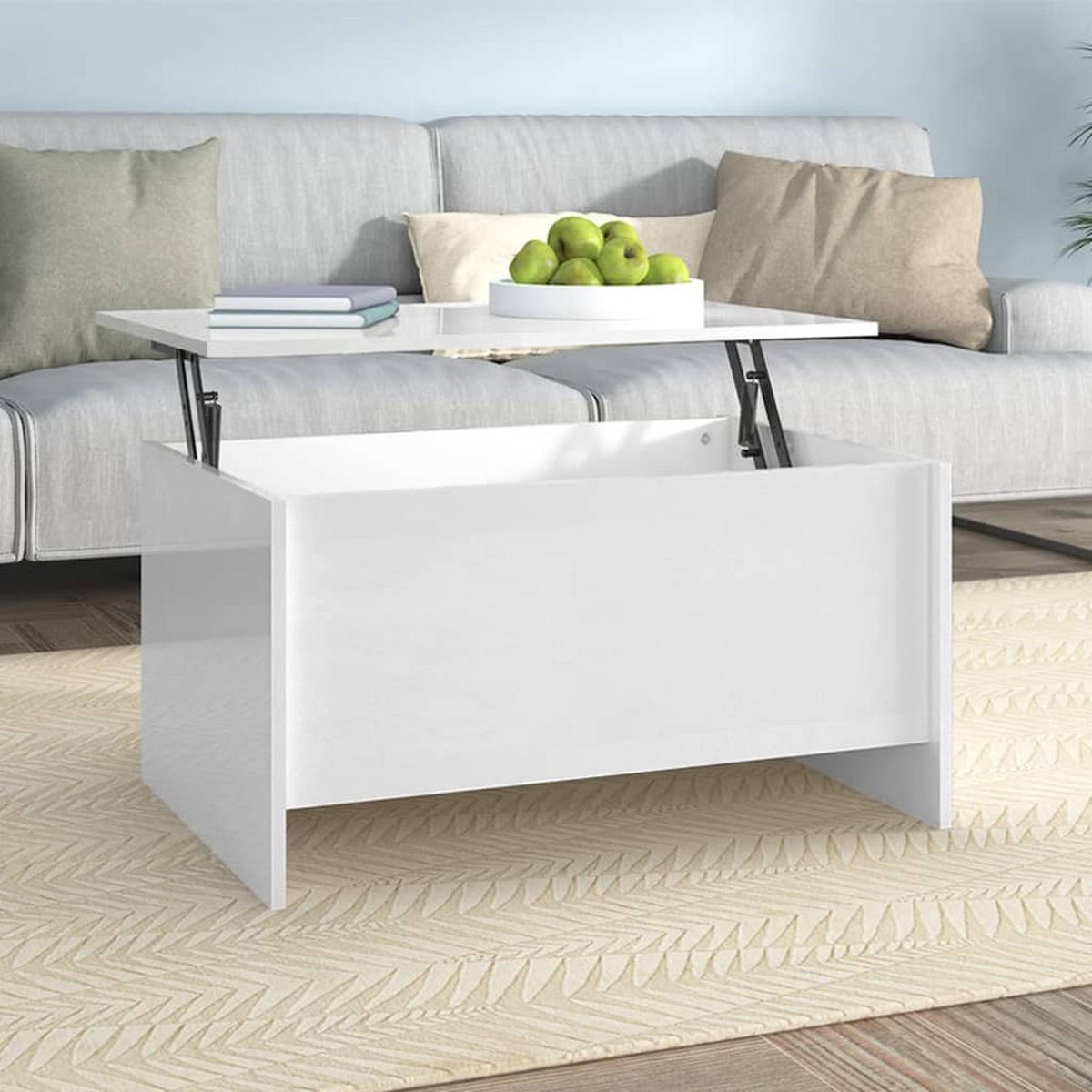 COUCHTISCH Hochglanz-Weiß 80x55,5x41,5 cm Holzwerkstoff - Weiß, Holzwerkstoff (80/55.5/41.5cm) - furnicato