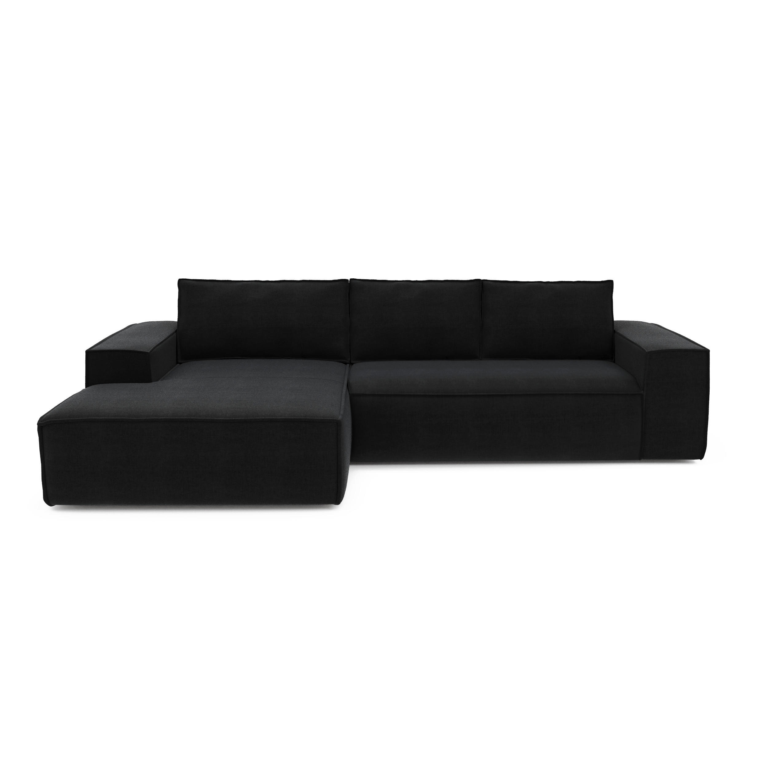 ECKSOFA LINKS Samt Dunkles Anthrazit 302cm - Anthrazit, Textil (165/302cm) - Sia Home