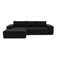ECKSOFA LINKS Samt Dunkles Anthrazit 302cm - Anthrazit, Textil (165/302cm) - Sia Home