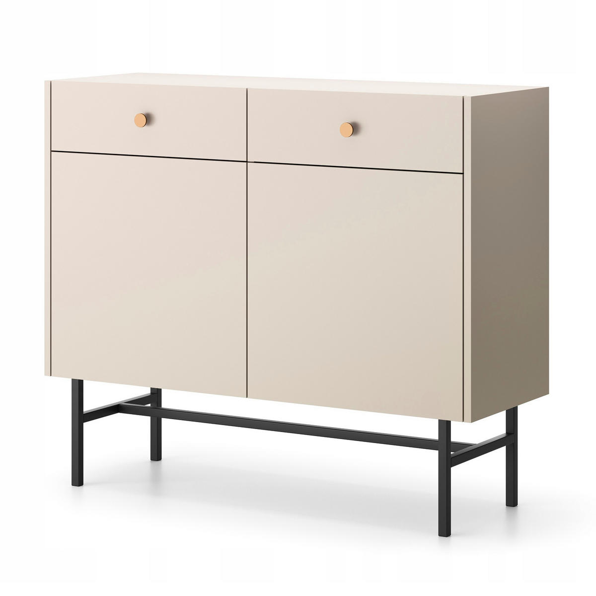 KOMMODE Dalia mit 2 Türen und 2 Schubladen, 104 cm, Kaschmir - Kaschmir/Schwarz, Holzwerkstoff/Metall (104/84/39cm) - Beautysofa