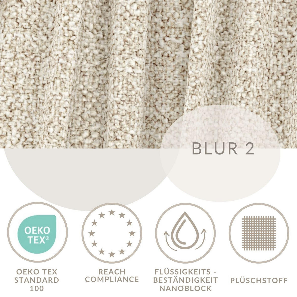 POUF S Zanzibar Beige Plüschstoff - Beige/Schwarz, Holz/Holzwerkstoff (88/37/88cm) - Maison de Reve
